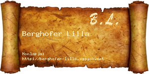 Berghofer Lilla névjegykártya
